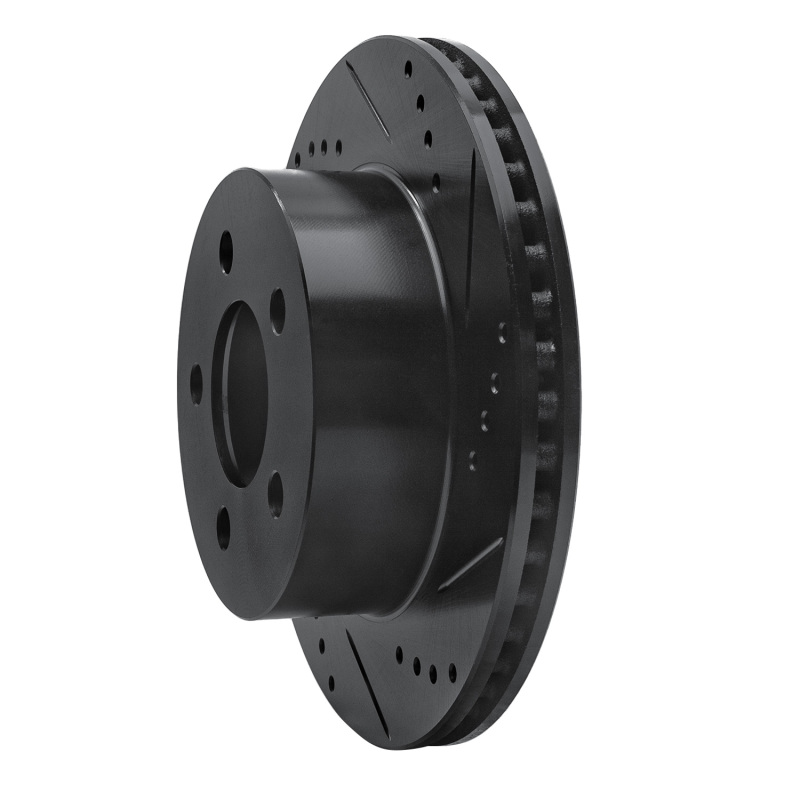 Jeep Wrangler Brake Rotor (1) - Front Right - R1 Concepts - Drilled & Slotted - Black - `99-`06